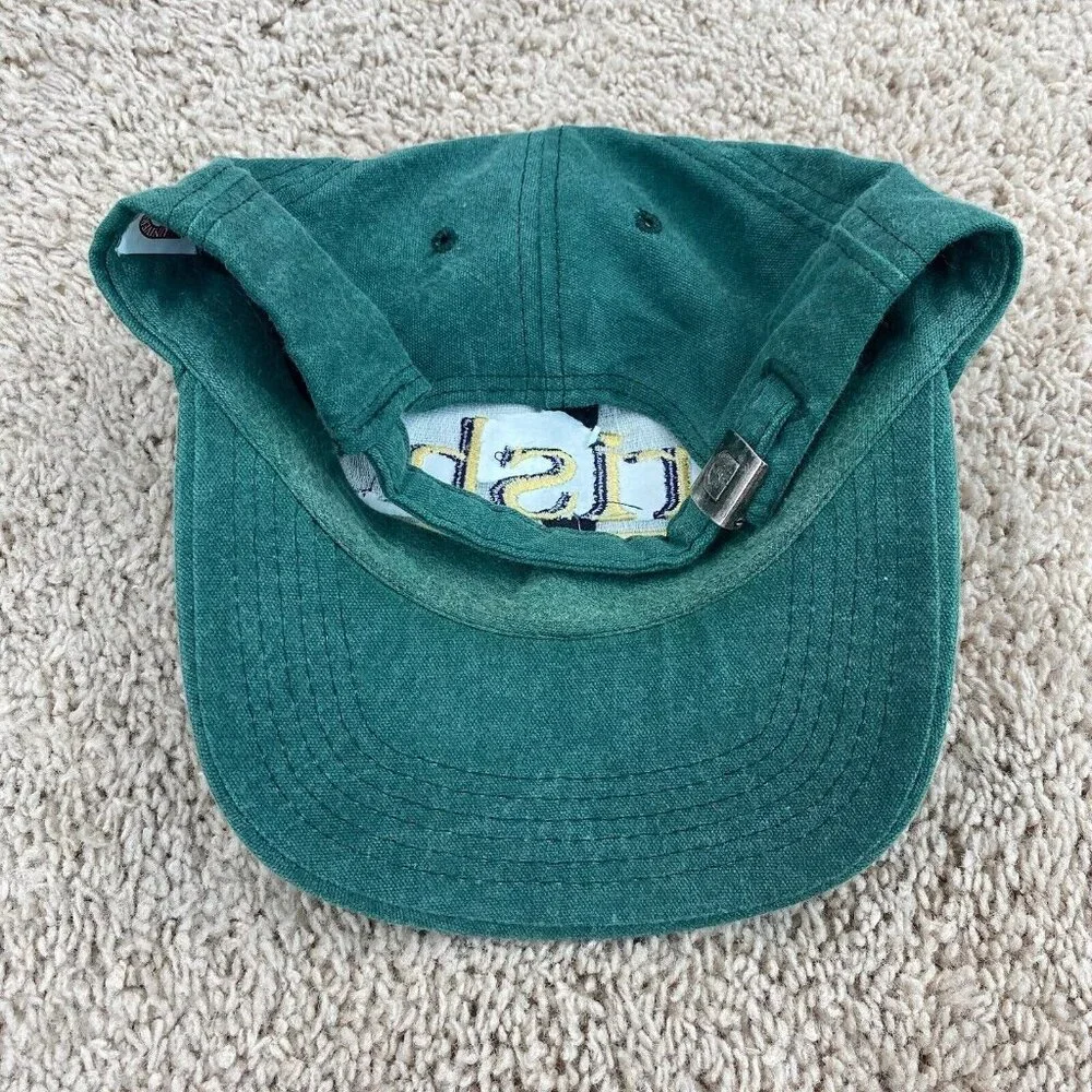 Vtg Notre Dame Fighting Irish Hat University Square Green Strapback Cap USA Made